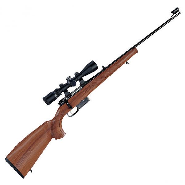 Futuristic assault weapon placed on white background